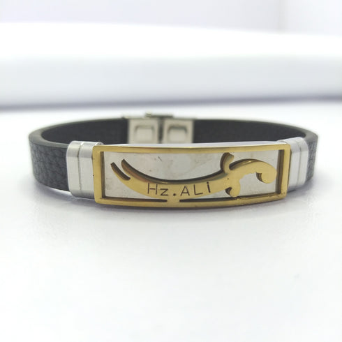 YA ALI Black Leather Bracelet For Men